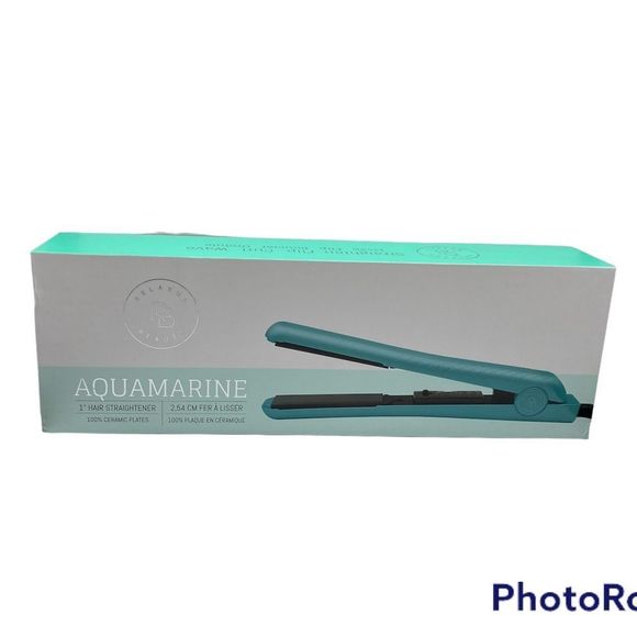 Relaxus BEAUTY Ceramic 1” Hair Straightener, Aquamarine, New in box